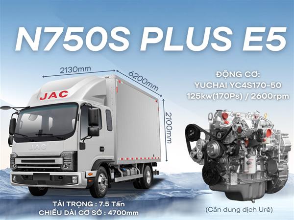 Xe tải JAC N750S Plus Euro5 Động cơ Đức 7.5 Tấn